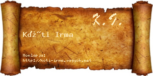 Kóti Irma névjegykártya
